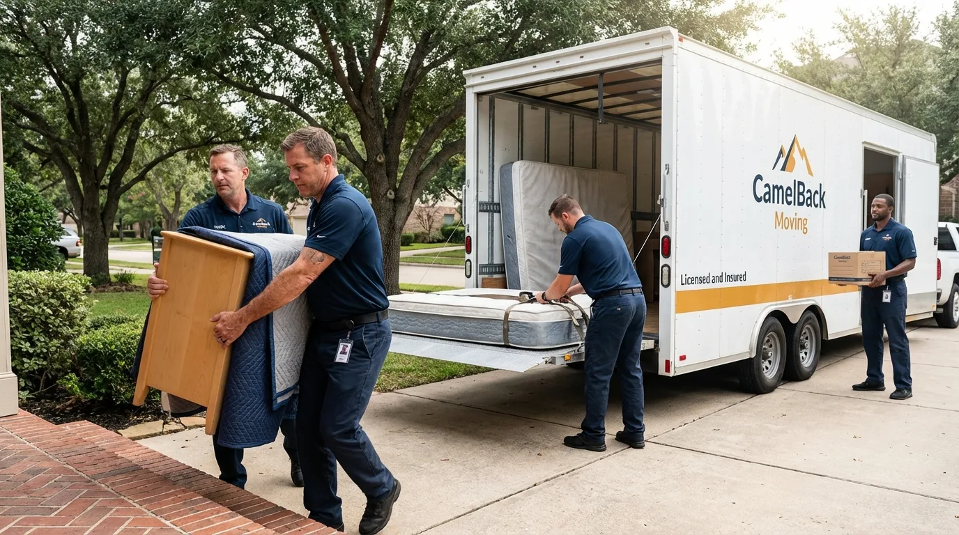 Crew loading residential truck for cross-state move from Oskaloosa, KS