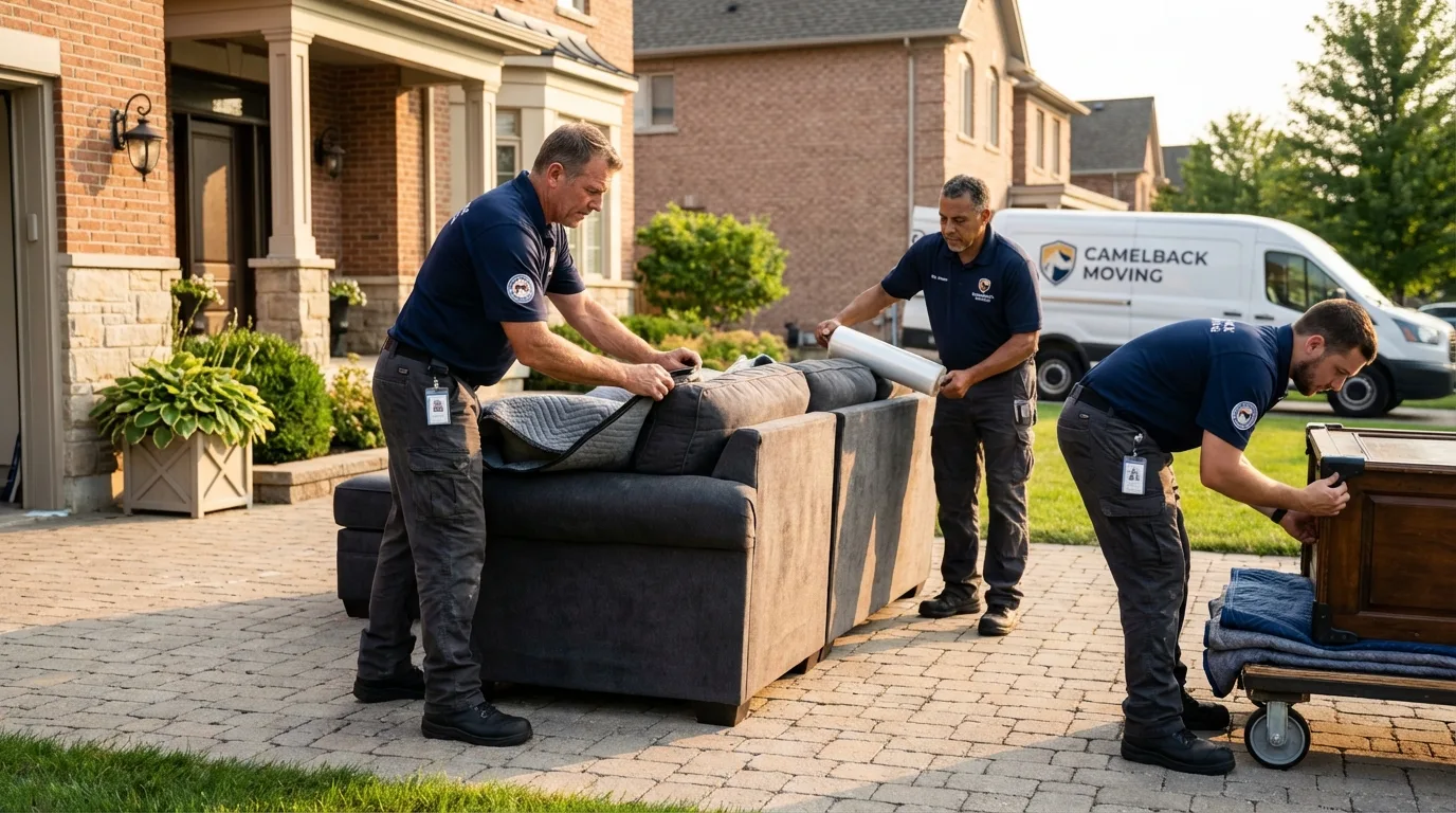 Large estate moving crew wrapping furniture in Oskaloosa, KS