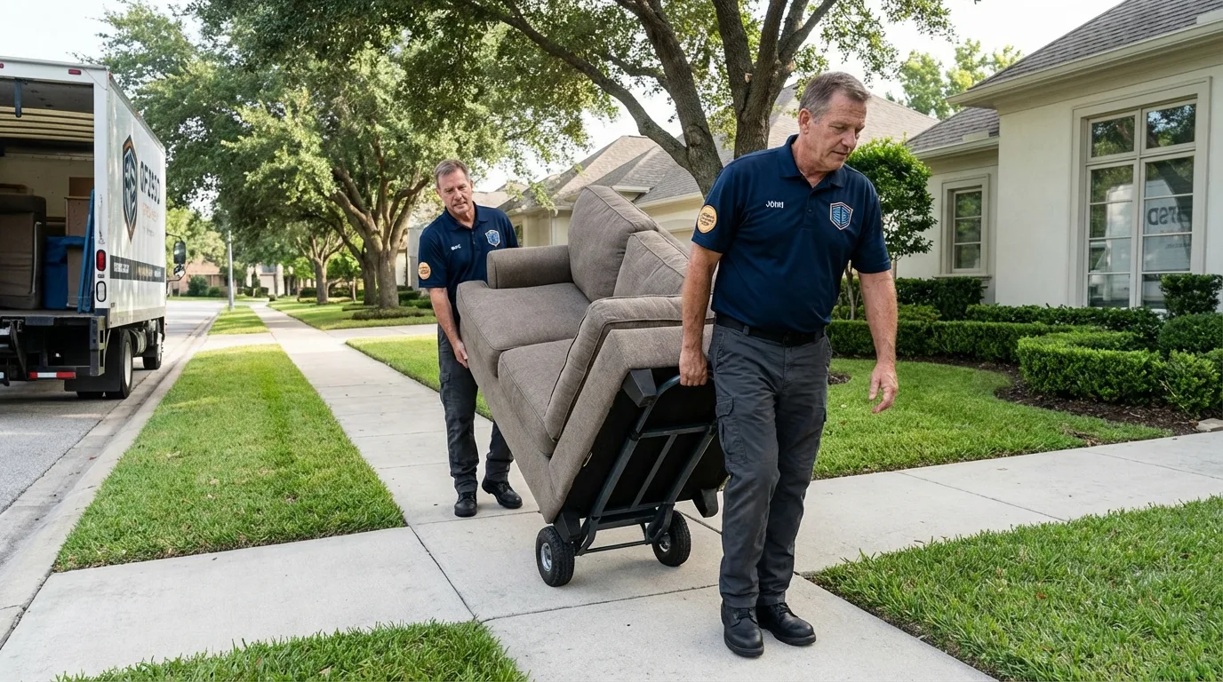 Local residential moving crew loading furniture in Oskaloosa, KS